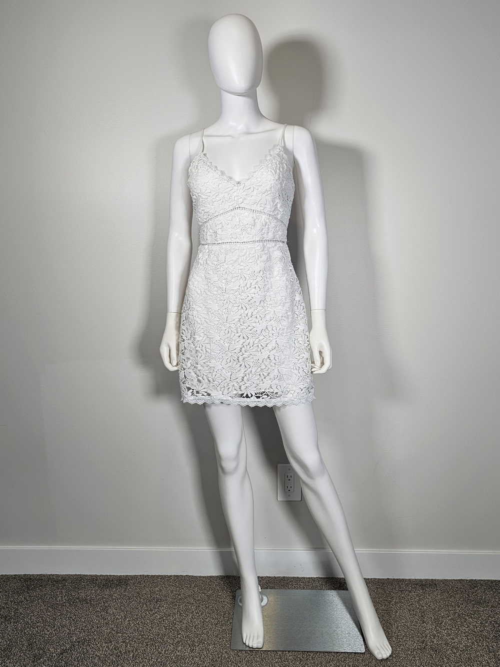 Abercrombie & Fitch White Floral Lace Spaghetti Strap Mini Dress Sz SP